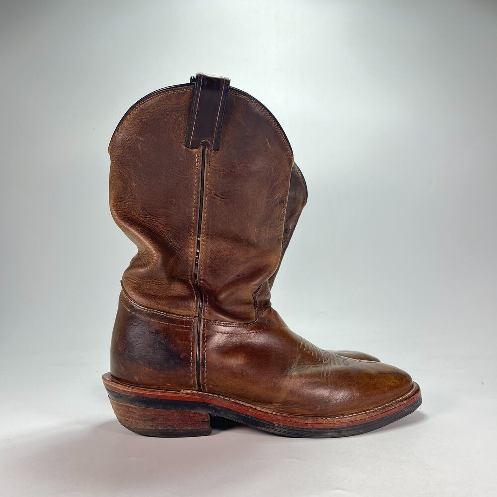Chippewa Vintage Brown Leather Pull On Western Cowboy Boots Men's Size 10.5 EE